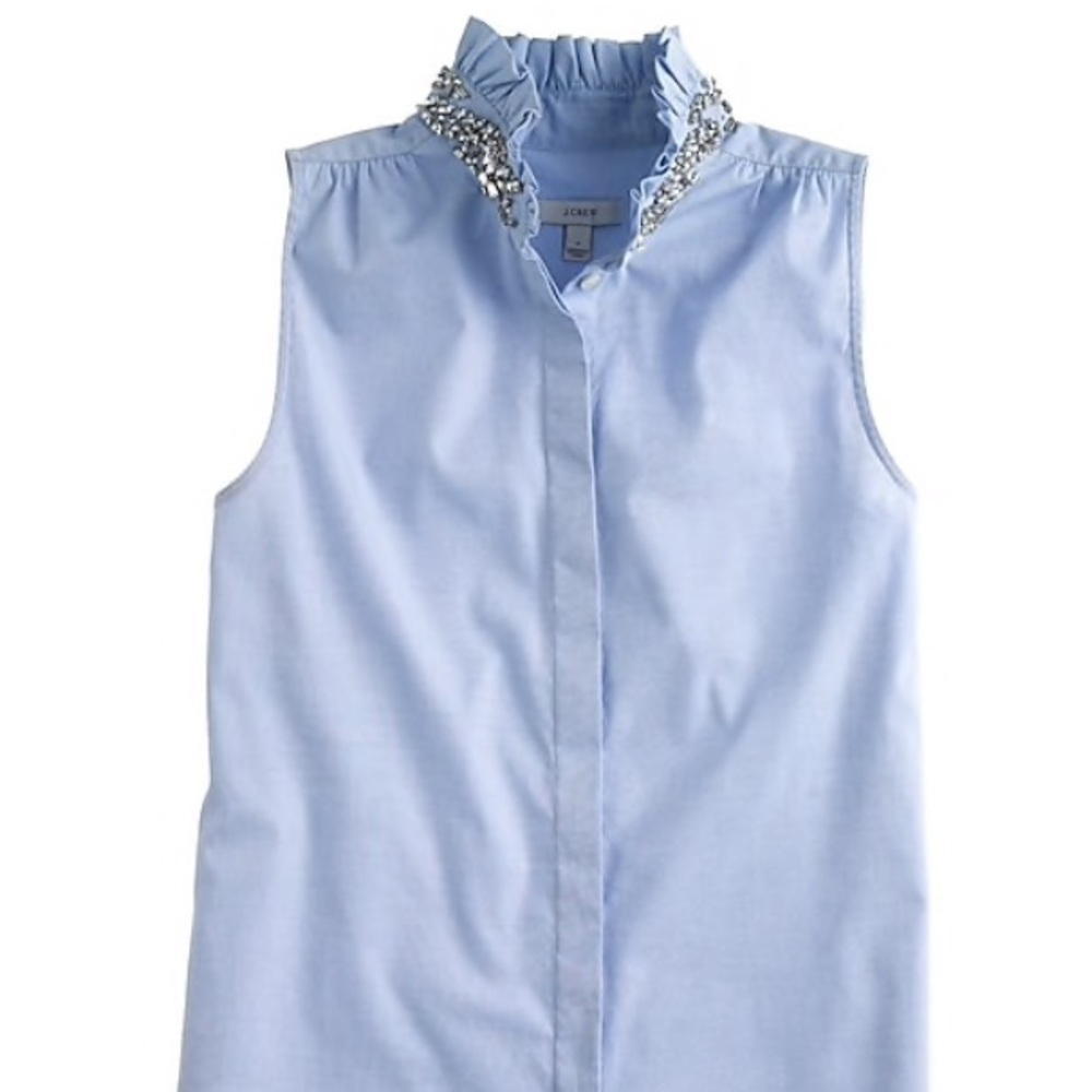 EUC J.Crew Tilda Oxford Rhinestone Top